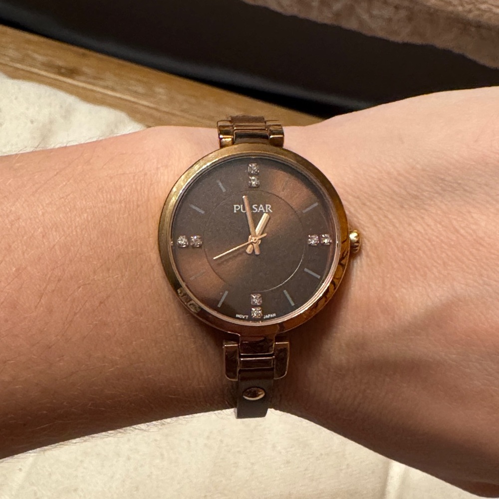 Pulsar Copper and Brown Timepiece with Sparkling Accents